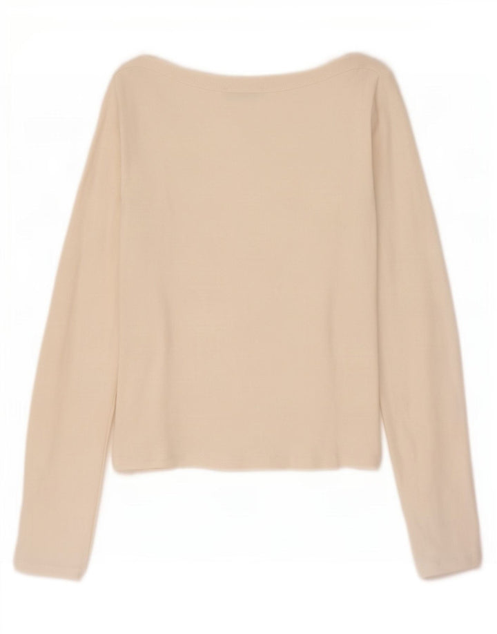 Zara Mujer Crop Top Manga Larga UK 44 Grande Blanco