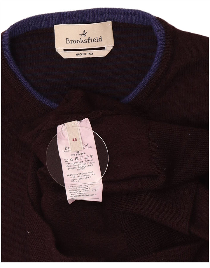 Brooksfield Jersey de cuello redondo para hombre IT 46 Small Granate Lana Virgen
