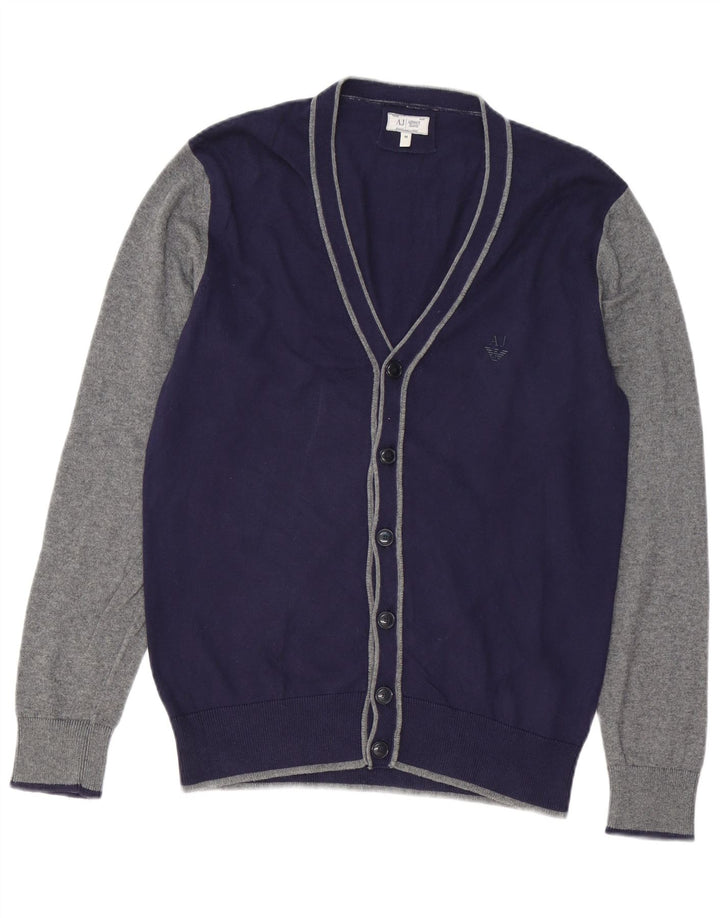 ARMANI JEANS Suéter Cárdigan para Hombre Algodón Azul Marino Medio Color Block