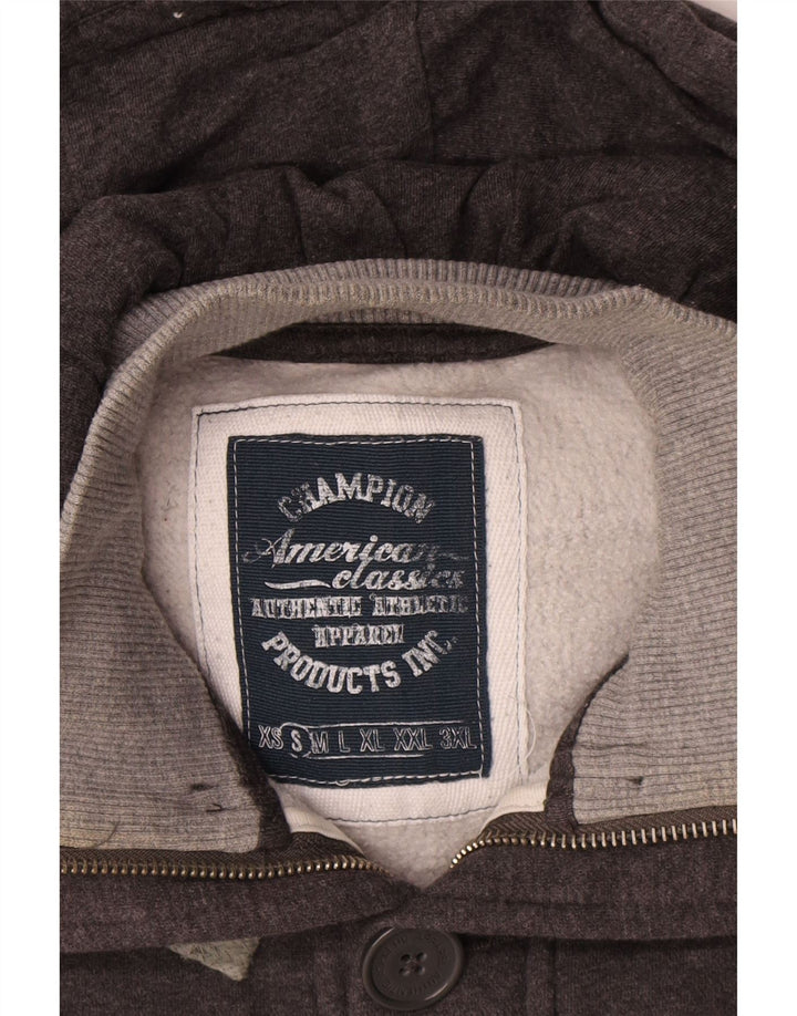 Champion Sudadera con capucha y cremallera para hombre, talla pequeña, algodón gris
