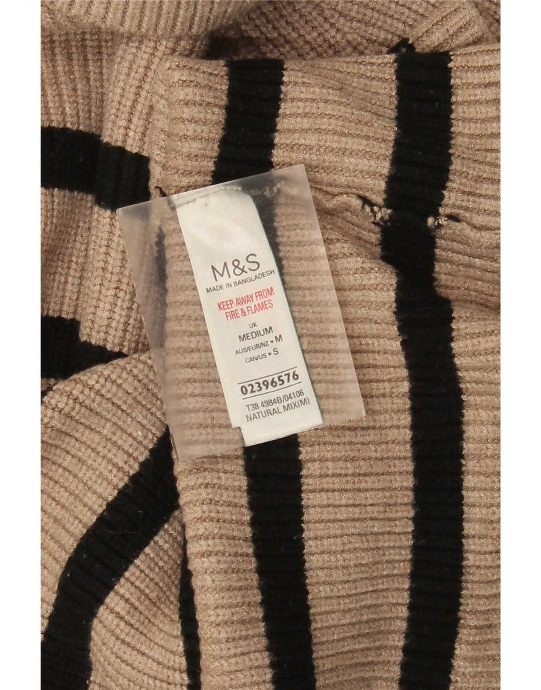 Marks & Spencer - Jersey con cuello vuelto para mujer, talla 40, tamaño mediano, color beige a rayas
