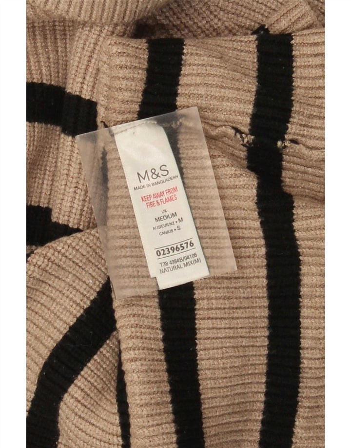 Marks & Spencer - Jersey con cuello vuelto para mujer, talla 40, tamaño mediano, color beige a rayas