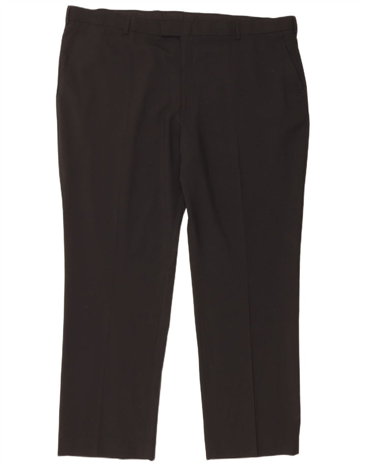 Marks & Spencer Pantalón de traje recto para hombre W48 L33 Poliéster negro