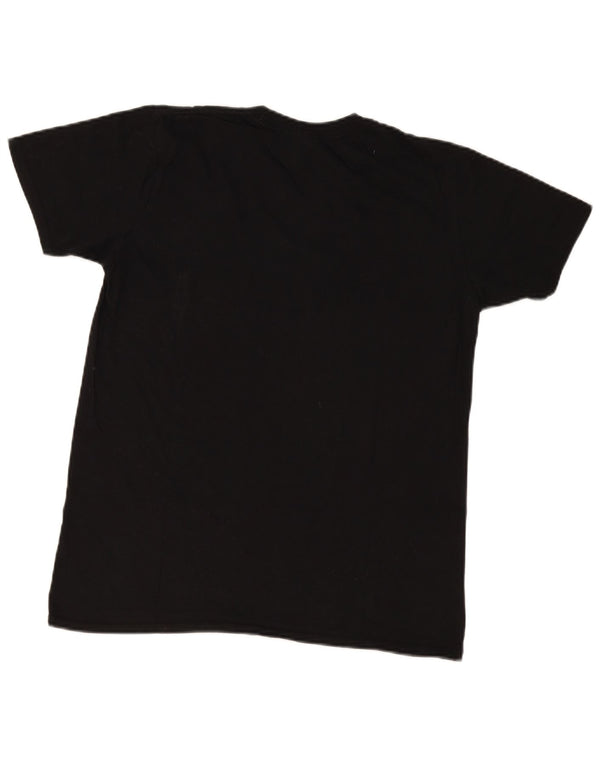Vintage Hombres Regular Camiseta Gráfica Top Medio Algodón Negro