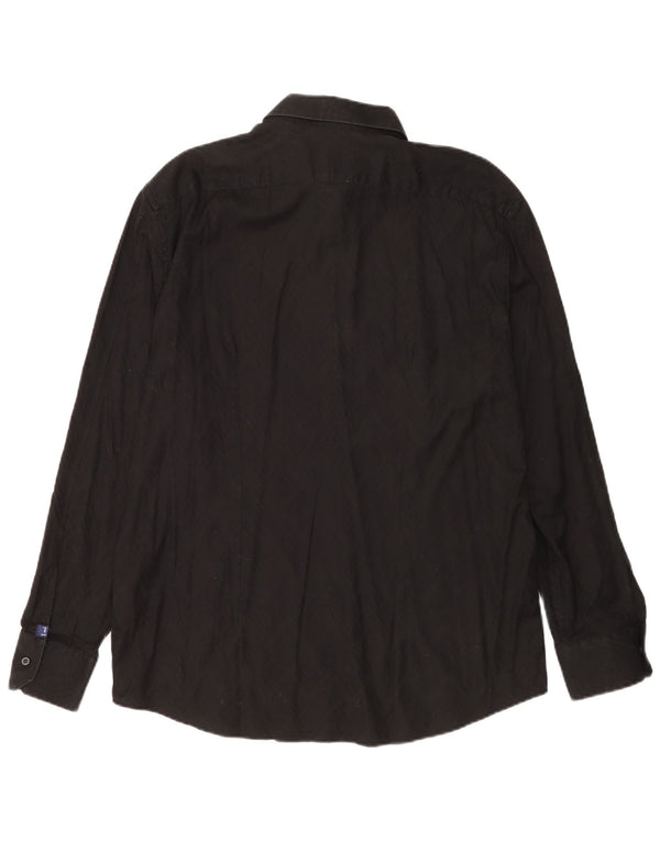 Camisa Hombre Trussardi Jeans XL Algodón Chevron Negro