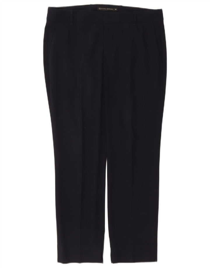 Zara Mujer Pantalón Traje Slim Medium W28 L26 Azul Marino Poliéster