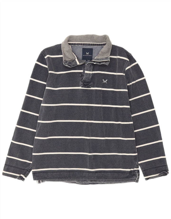 CREW CLOTHING Sudadera con Cuello y Cremallera para Hombre Jersey Mediano Azul Marino a Rayas