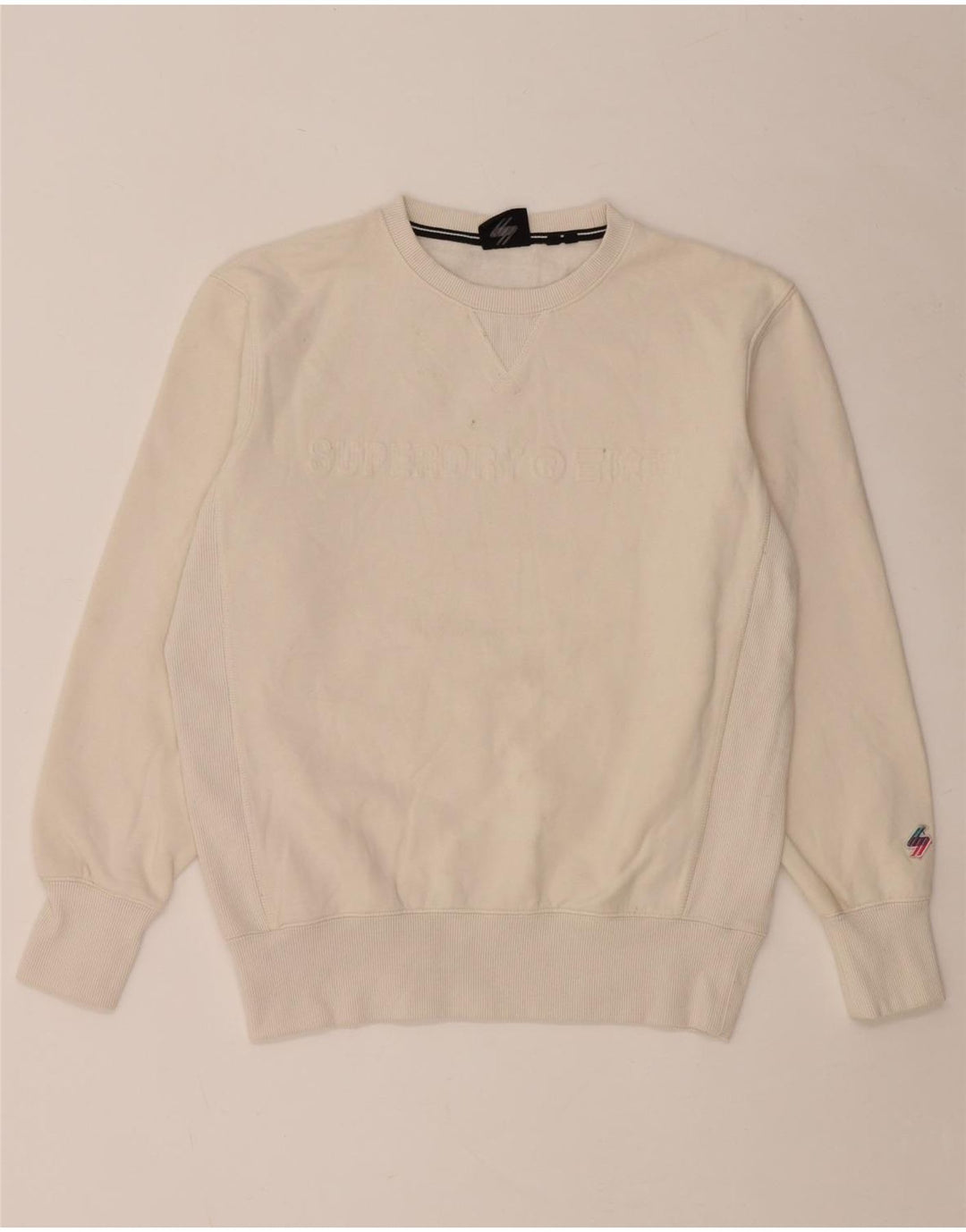 Superdry Hombre Sudadera Gráfica tipo Jersey De Algodón Blanco Roto Mediano