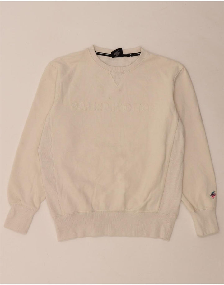 Superdry Hombre Sudadera Gráfica tipo Jersey De Algodón Blanco Roto Mediano
