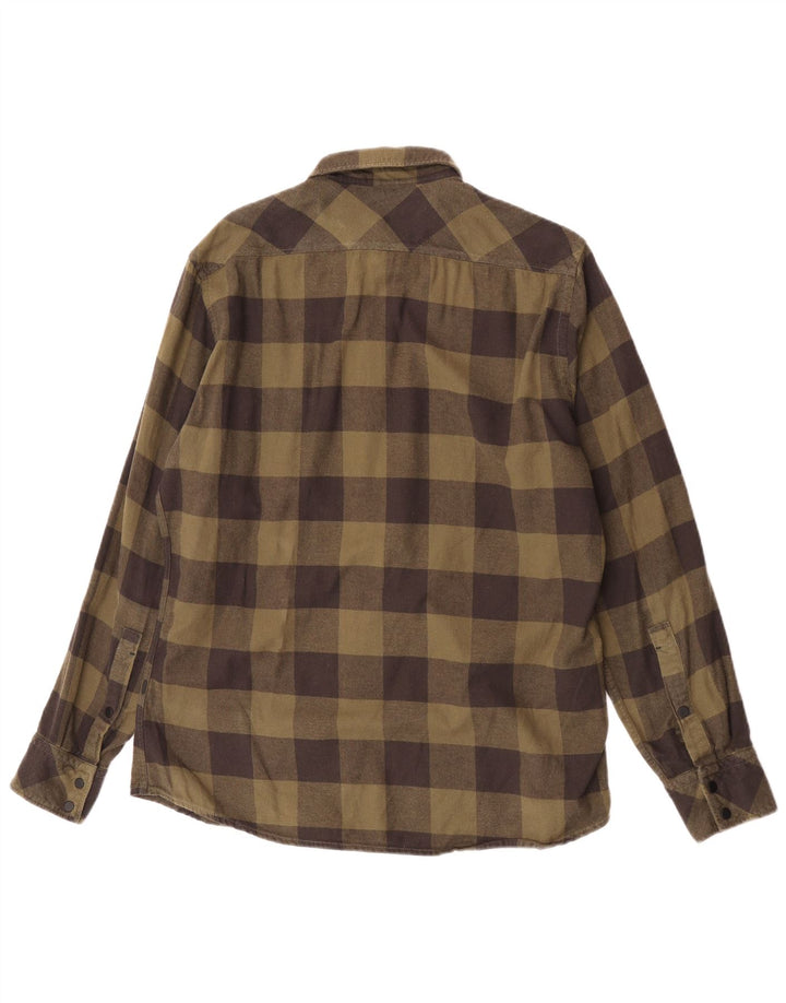 Camisas HUGO BOSS Hombre | Camisa de franela de corte regular de algodón a cuadros caqui grande