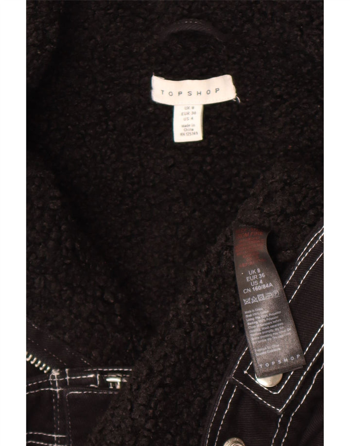 Topshop Chaqueta Sherpa Extragrande para Mujer UK 8 Small Algodón Negro