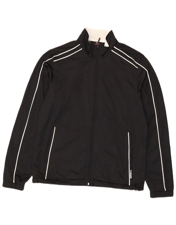 Brugi - Chaqueta de chándal para hombre, talla grande, poliéster negro