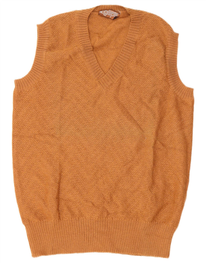 Gispa Hombre Chaleco Tank Top IT 52 Grande Marrón Chevron Lana Nueva
