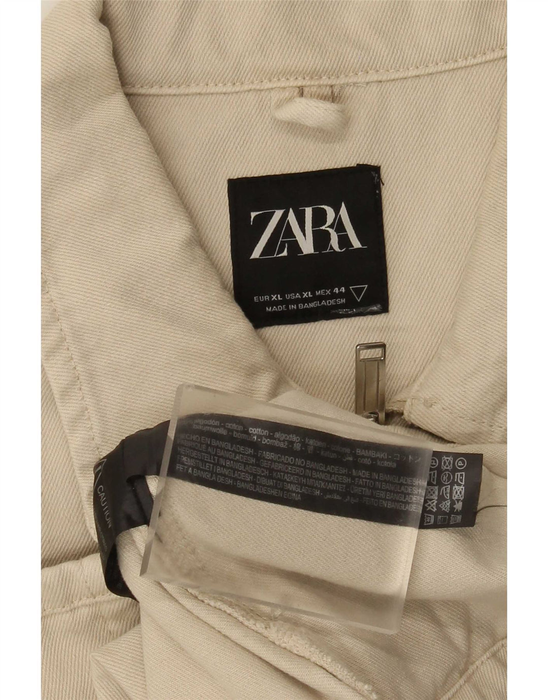 Zara Hombre Chaqueta Utility UK 42 XL Algodón Beige