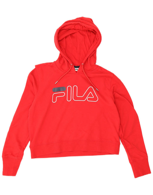 Fila Mujer Graphic Crop Sudadera con capucha Jumper UK 40 Grande Rojo Colorblock Algodón