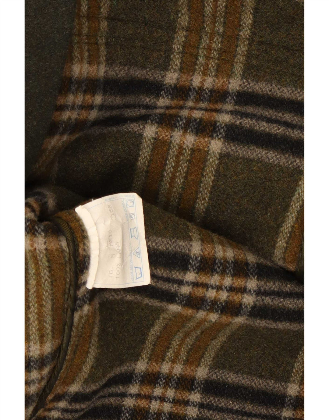 Vintage hombres Duffle abrigo Reino Unido 38 lana caqui mediana