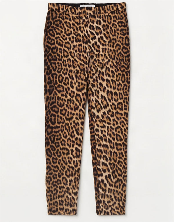 Zara Mujer Pantalón Casual Slim Mediano W28 L27 Marrón Animal Print Algodón