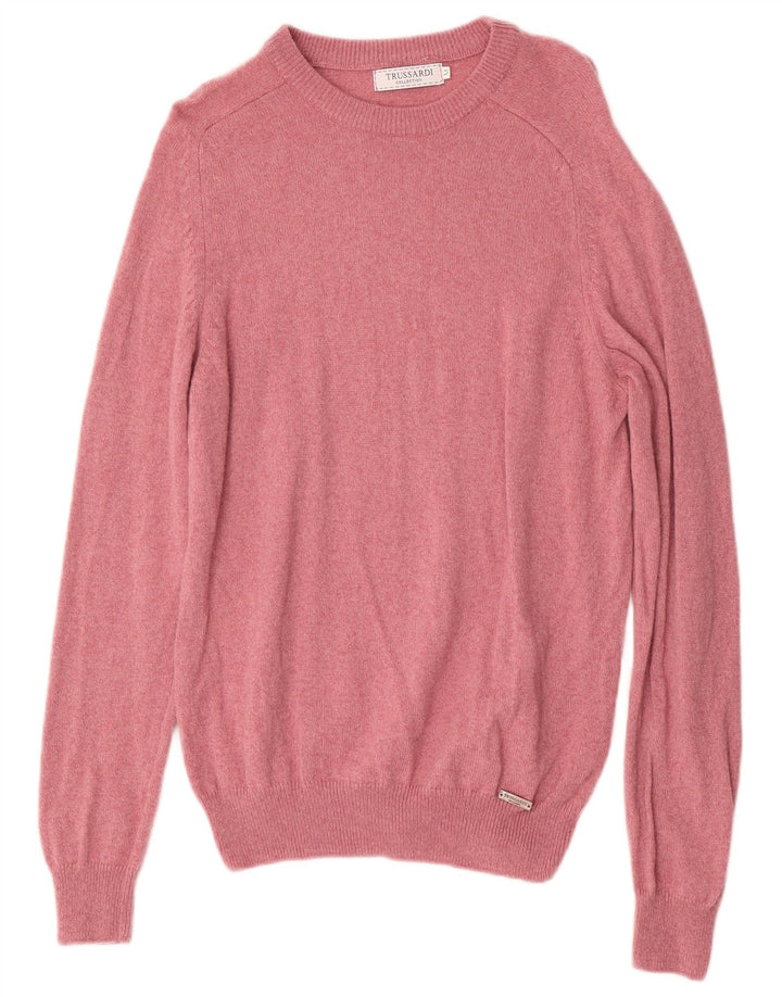 Jersey Trussardi Hombre Con Cuello Redondo De Lana Rosa Medio
