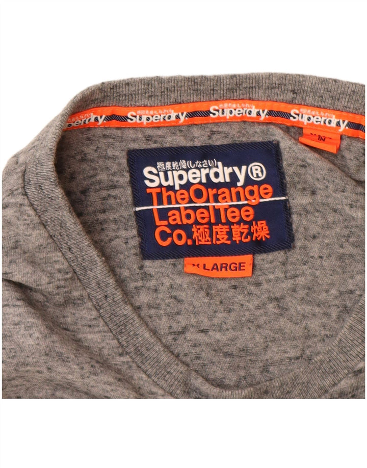 Superdry Camiseta de manga larga para hombre XL de algodón moteado gris