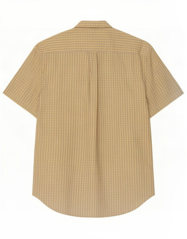 Nautica Camisa de manga corta para hombre de algodón a cuadros amarillos grandes