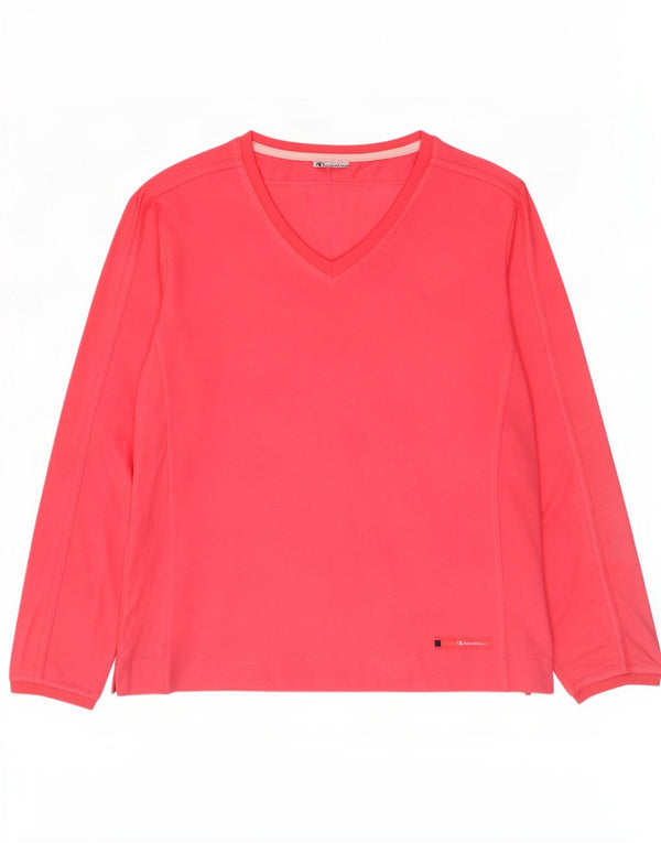 Champion Camiseta de manga larga para mujer UK 46 Grande Algodón rosa