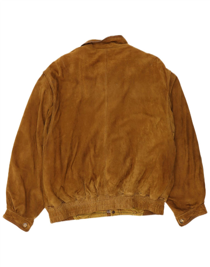 Chaqueta bomber de ante vintage para hombre IT 52 XL Beige
