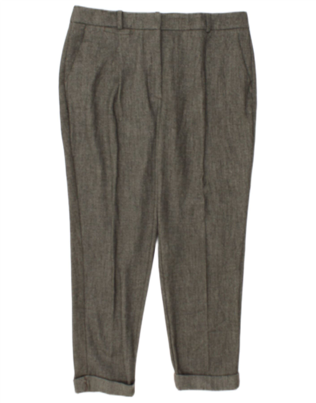 Zara Mujer Crop Suit Pantalón Mediano W28 L24 Caqui Poliéster