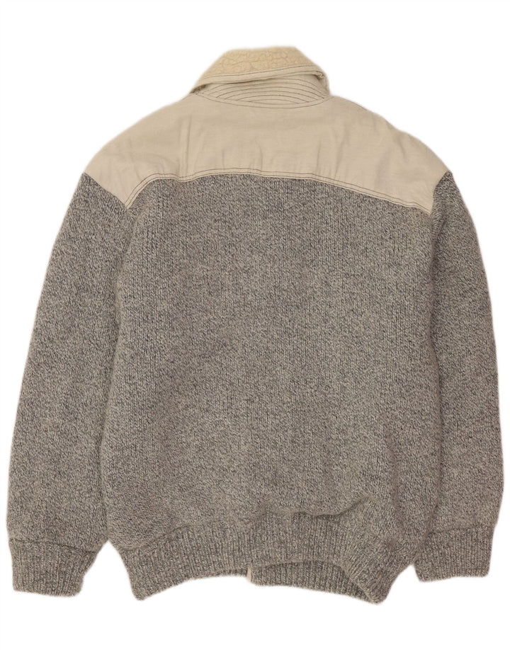 LOLI WOLF Suéter tipo cárdigan para hombre XL Gris Colorblock