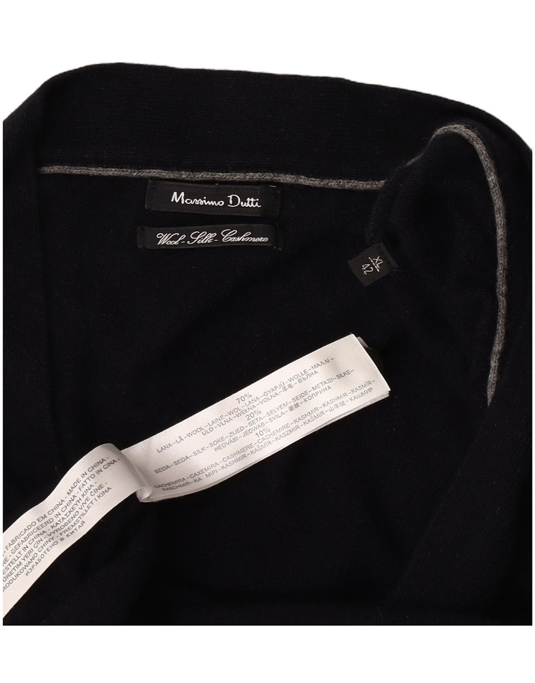 Massimo Dutti Jersey Cárdigan Hombre XL Lana Azul Marino