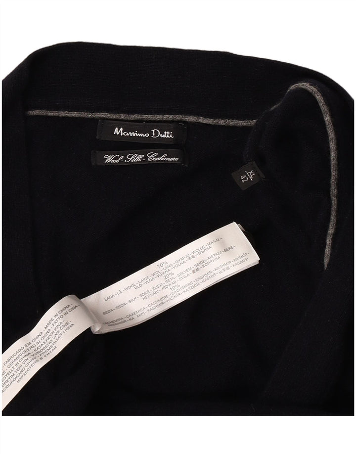 Massimo Dutti Jersey Cárdigan Hombre XL Lana Azul Marino