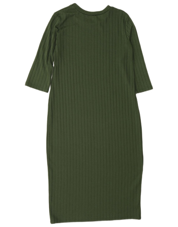 Zara Mujer Vestido Jersey De Manga 3/4 UK 42 Verde Medio
