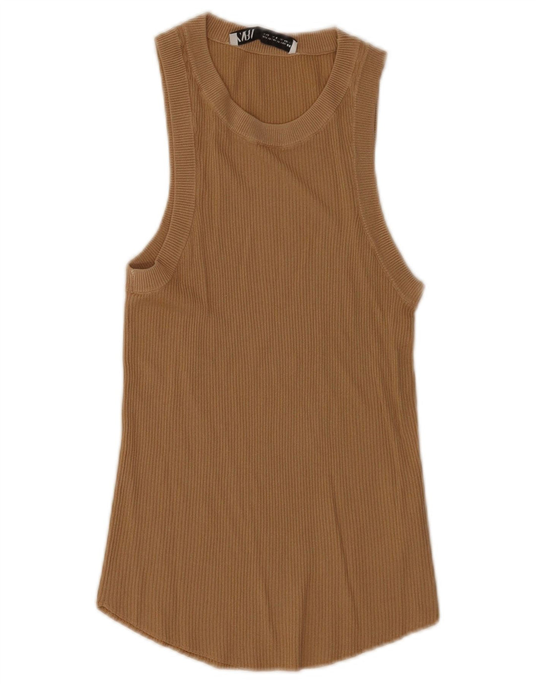 Zara Mujer Chaleco Top UK 42 Marrón Medio Poliéster
