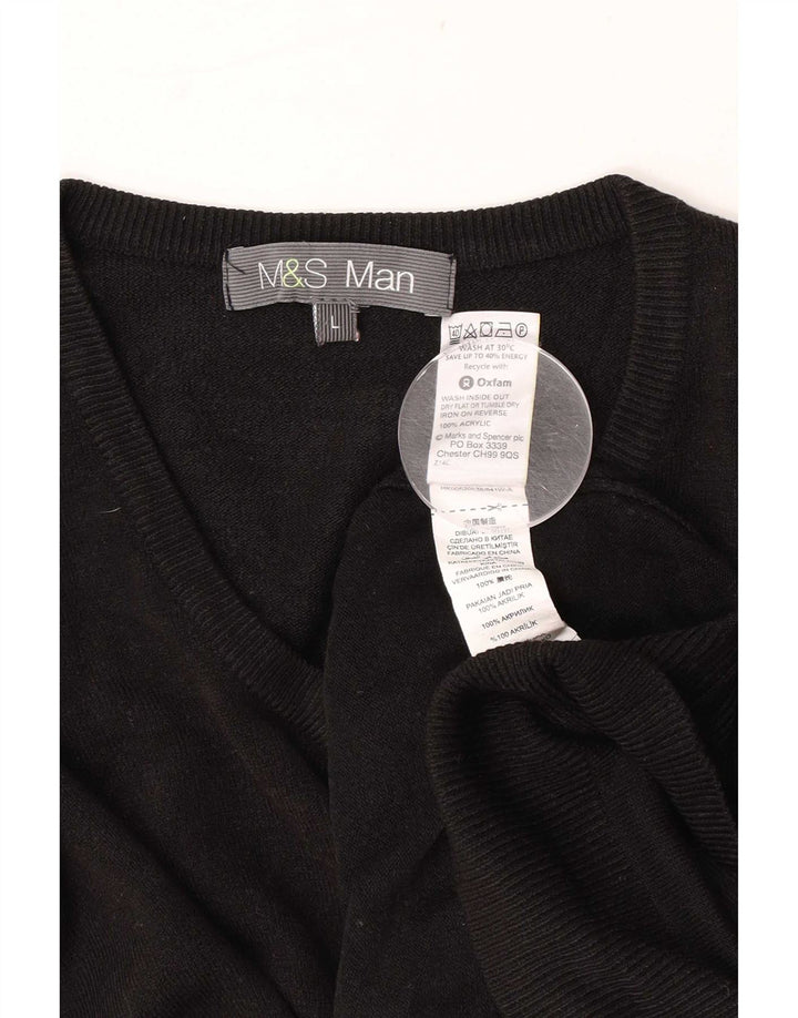 Marks & Spencer Suéter con Cuello en V para Hombre Grande Acrílico Negro