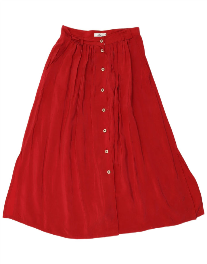 VINTAGE Falda de línea A para mujer EU 38 Mediana W28 Viscosa roja