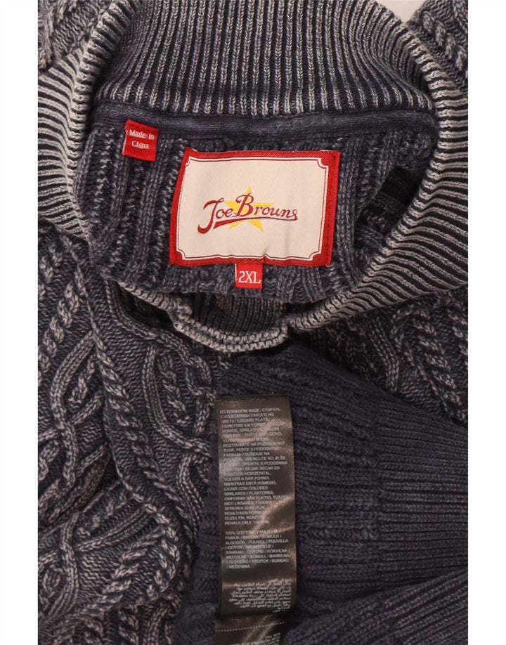 Joe Browns Suéter tipo jersey con cuello y botones para hombre, talla 2XL, algodón gris