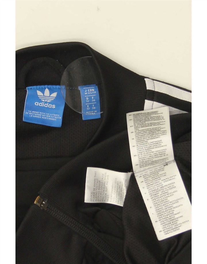 Adidas - Chaqueta de chándal gráfica para mujer, talla 6, XS, poliéster negro