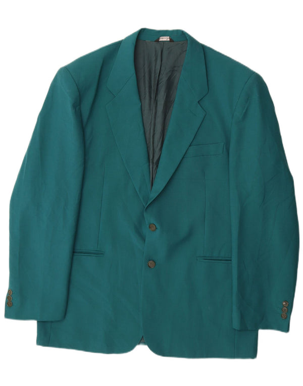 Vintage hombres 2 botones Blazer chaqueta IT 54 2XL lana azul