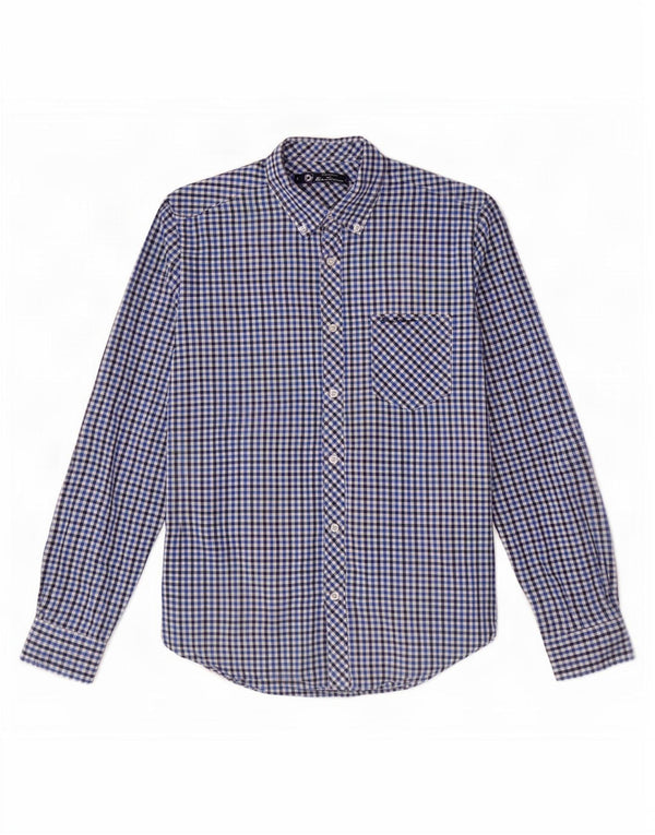 Camisa Ben Sherman para hombre pequeña de algodón a cuadros azul marino