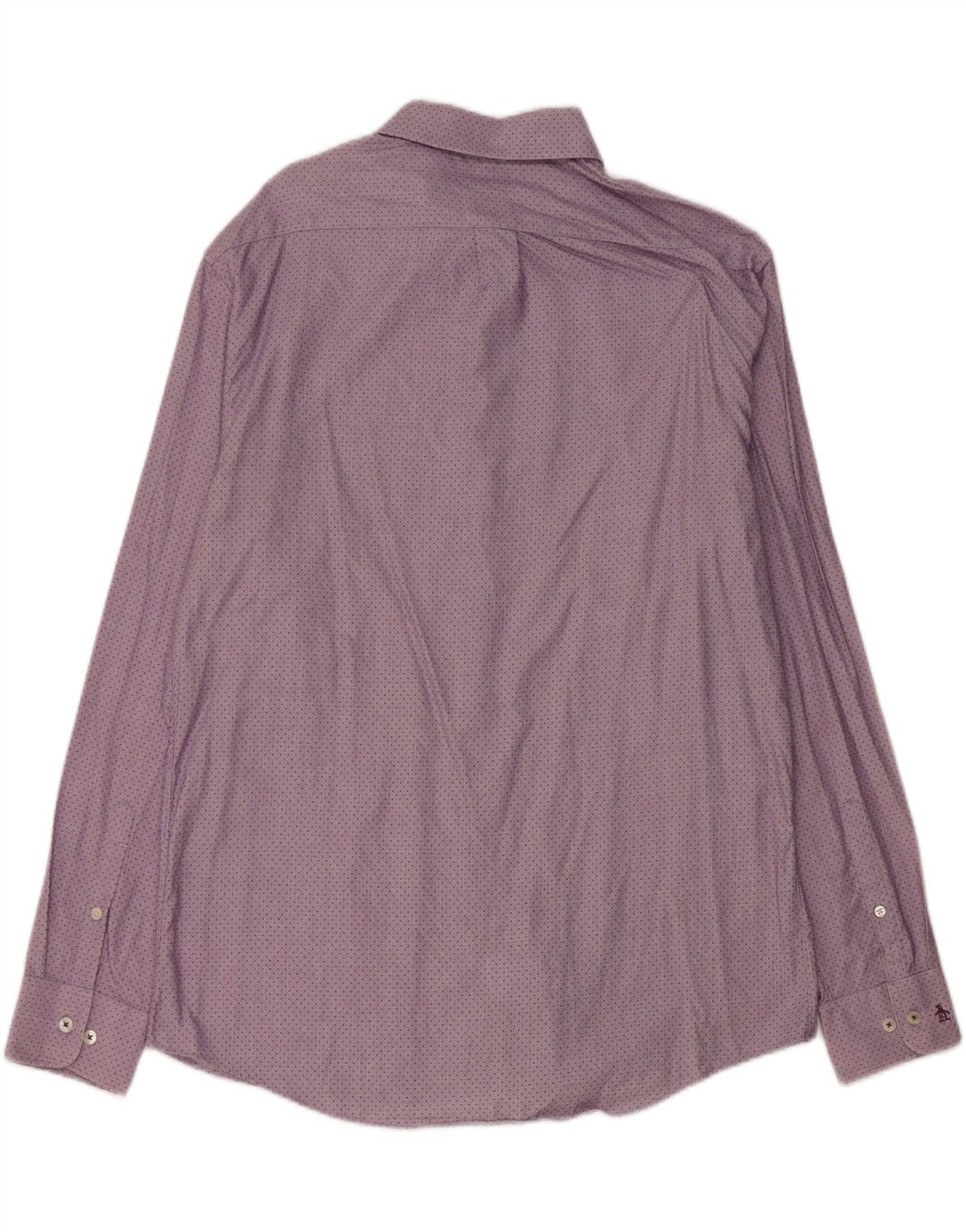 Penguin - Camisa ajustada para hombre, talla 16 1/2, algodón con lunares morados grandes