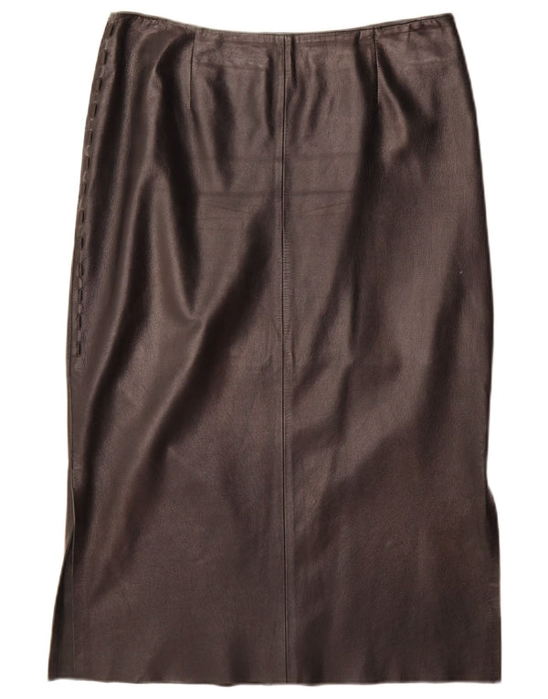 Falda de cuero vintage para mujer de cintura alta IT 48 XL W32 Negro