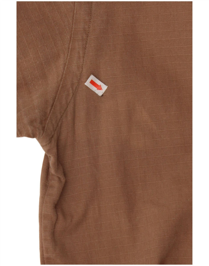 JEEP Camisa Manga Corta Hombre XL Algodón Cuadros Marrón