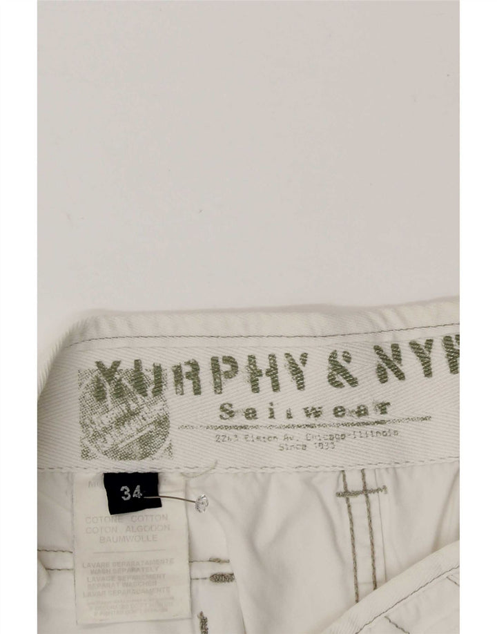 Murphy & Nye - Pantalones cortos chinos para hombre, talla grande, W34, algodón blanco