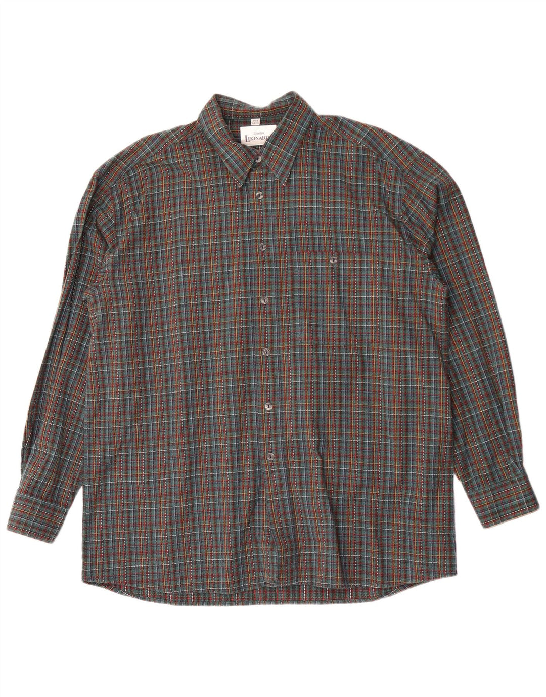 Camisa de franela Leonardo para hombre Talla 44 XL Cuadros verdes
