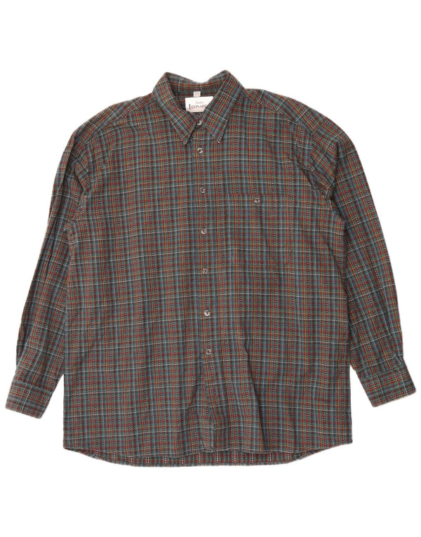 Camisa de franela Leonardo para hombre Talla 44 XL Cuadros verdes