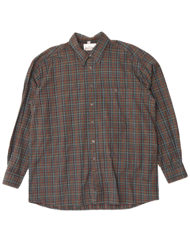 Camisa de franela Leonardo para hombre Talla 44 XL Cuadros verdes
