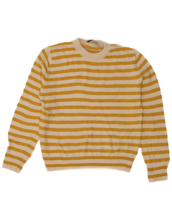 Zara - Jersey de cuello redondo para mujer, talla 40, talla pequeña, color amarillo a rayas
