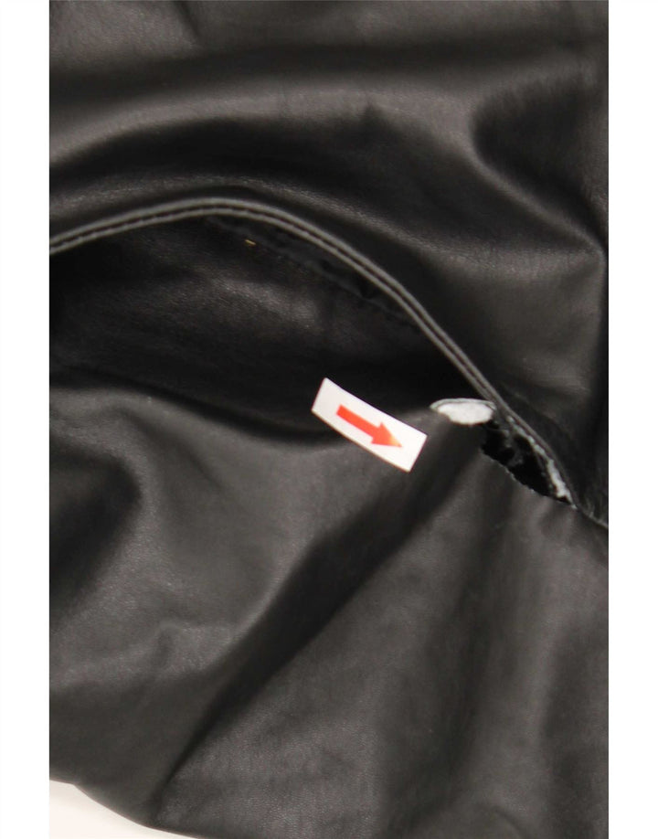 Vintage hombres shearling chaqueta Reino Unido 42 XL cuero negro