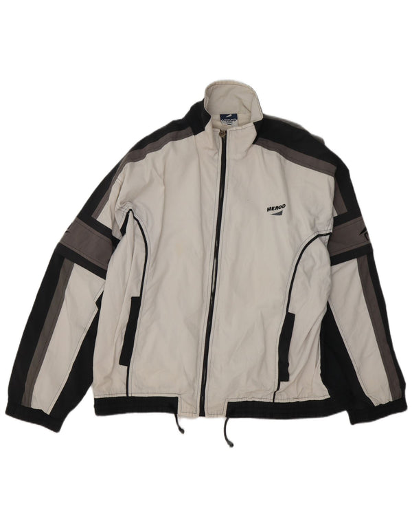 Herod Sport Chaqueta bomber estampada para hombre UK 40 Large Blanco Colorblock Algodón
