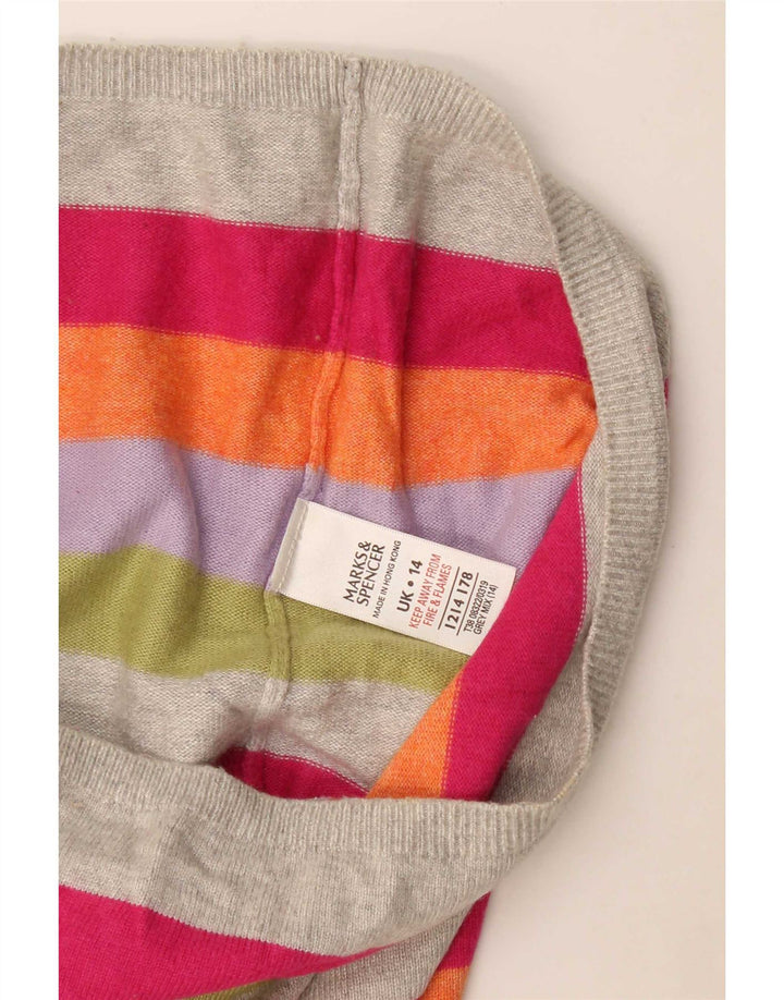 Marks & Spencer Suéter con Cuello en V para Mujer UK 44 Grande Multicolor
