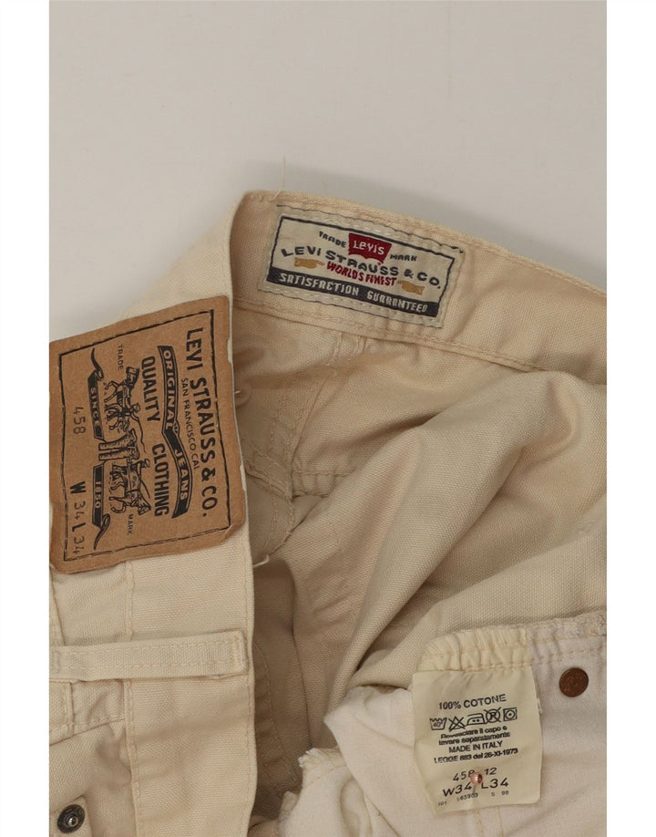 LEVI'S Mens 458 Pantalones Cortos Rectos W34 L24 Algodón Beige